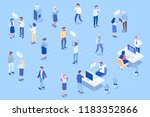 isometric people in office.... | Shutterstock .eps vector #1183352866