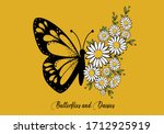 butterflies and daisies... | Shutterstock .eps vector #1712925919