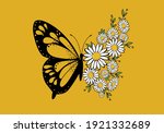 butterflies and daisies... | Shutterstock .eps vector #1921332689