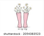 on my way pink hunter boots... | Shutterstock .eps vector #2054383523