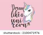 pink unicorn vector design hand ... | Shutterstock .eps vector #2100471976