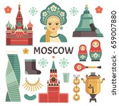 Moscow Icons Set. Vector...
