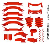red ribbons set  flat icons for ... | Shutterstock .eps vector #366749813