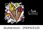 sweet ice cream set in a cone.... | Shutterstock .eps vector #1969423120
