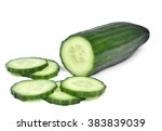 Fresh cucumber, chopped cucumber, isolated on white.