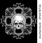 dotwork styled skull. vector... | Shutterstock .eps vector #393478726