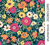 seamless vector floral pattern. ... | Shutterstock .eps vector #2028011090