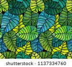 Tropical Leaves Background...