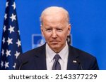 Small photo of BRUSSELS, BELGIUM. 24th March 2022. Joe Biden, President of United States of America, during press conference after NATO extraordinary SUMMIT 2022.