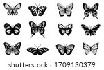 Butterflies Carve Set  Vector...