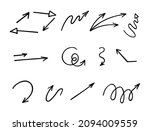 vector set of hand drawn arrows ... | Shutterstock .eps vector #2094009559
