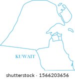 kuwait map line blue color | Shutterstock .eps vector #1566203656