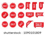 red labels  red isolated on... | Shutterstock .eps vector #1090101809