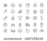 set of linear baby icons.... | Shutterstock .eps vector #1607258143