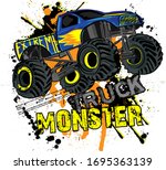 Monster Track Car Typography...