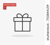 outline christmas gift box icon ... | Shutterstock .eps vector #753844159