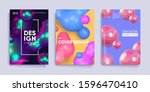 modern covers with 3d shapes.... | Shutterstock .eps vector #1596470410