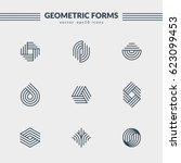 geometric logos set. futuristic ... | Shutterstock .eps vector #623099453