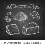 parmesan cheese set. chalk... | Shutterstock .eps vector #2161733063