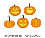 cute halloween pumpkins.... | Shutterstock .eps vector #724126930