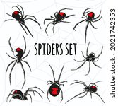 black widow spider vector set | Shutterstock .eps vector #2021742353