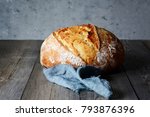 Fresh homemade bread on a gray background. Crisp Unleavened Bread at leaven.