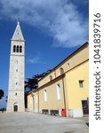 Small photo of NOVIGRAD, CROATIA - SEPTEMBER 29: The parish church of St. Pelagius was until 1828 Cathedral of the Diocese of Cittanova, Novigrad, Croatia, on September 29, 2017.