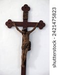Small photo of SVETI MARTIN POD OKICEM, CROATIA - SEPTEMBER 16: Crucifixion in the church of Saint Martin in Sveti Martin pod Okicem, Croatia on September 16, 2015