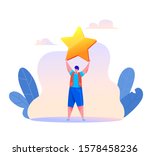 cartoon man holding big golden... | Shutterstock .eps vector #1578458236