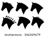 vector set of horse head... | Shutterstock .eps vector #346369679