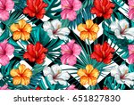 print summer exotic jungle... | Shutterstock .eps vector #651827830