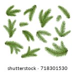 set of fir branches. christmas... | Shutterstock .eps vector #718301530