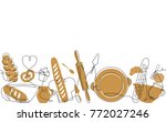 bakery pattern. bread house... | Shutterstock .eps vector #772027246