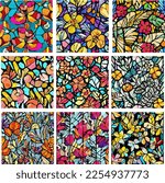 Set Of Stained Glass Patterns...