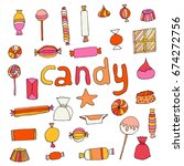 hand drawn candy set. stock... | Shutterstock .eps vector #674272756