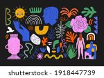 set of trendy doodle and... | Shutterstock .eps vector #1918447739
