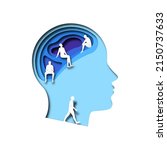 papercut man head with people... | Shutterstock .eps vector #2150737633