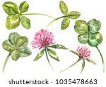 A Set Of Clover Red Flowers And ...