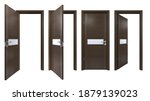 modern set of dark brown wooden ... | Shutterstock . vector #1879139023