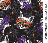 black cat kitten faces with... | Shutterstock .eps vector #2033656166