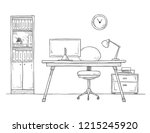sketch the room. office chair ... | Shutterstock .eps vector #1215245920