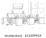 open space office. workplaces... | Shutterstock .eps vector #611059919