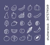doodle line icon set. fruits... | Shutterstock .eps vector #347579549