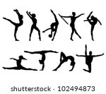 nine black figures of gymnasts... | Shutterstock .eps vector #102494873