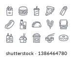 fastfood related line icon set. ... | Shutterstock .eps vector #1386464780