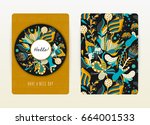 cover design with floral... | Shutterstock .eps vector #664001533