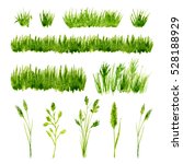 watercolor green grass set on... | Shutterstock . vector #528188929