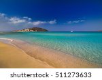 Simos Beach, Elafonisos Island, Laconia, Peloponnese, Greece. A shot of its incredible multicolored blue water. 