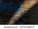 Gaza on map. Israel an Palestine on geopolitical Map. Gaza strip and West Bank. War conflict.