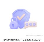 shield  closed padlock  2fa two ... | Shutterstock .eps vector #2152166679